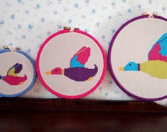 Three retro ducks cross stitch pattern