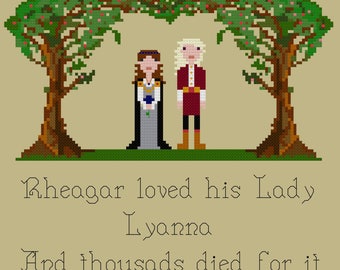 Rheagar and Lyanna romance cross stitch pattern