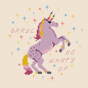 Garyl The Binicorn cross stitch PDF pattern