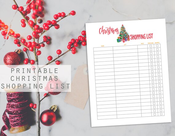 Christmas Tree Printable Christmas Shopping List Christmas Etsy