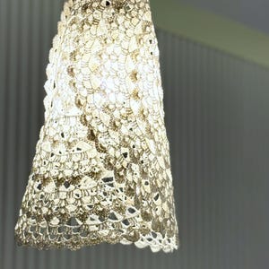 Crochet Lights Boho Light Pendant Crochet White Cream Frame Lampshade Fringe Crochet Chandelier Handmade Suspension Light Fiesta Lampshade