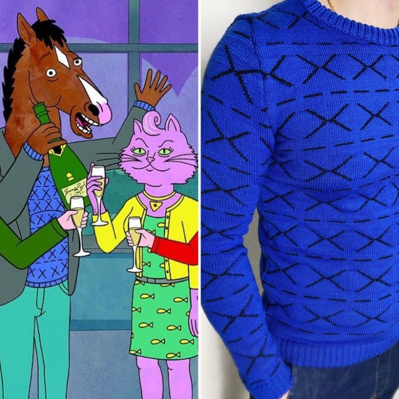 Alyafranka Bojack Sweater Bojack Horsemen Bojack Blue Sweater Horsing Around Sweater Men's Sweaters Wool Bojack Clothing Funny Gift for Him