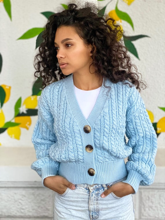 Custom Order Cropped Merino Wool Knit Milky White Cardigan on