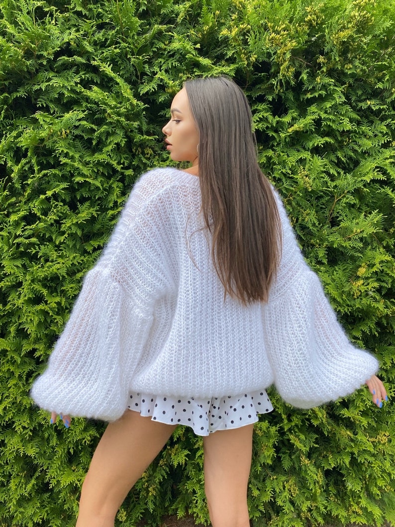 Knit short mohair cardigan Mohair bolero Wedding Cardigan Wool fluffy cape Bridal jackets hawl Knitted jacket Chunky knit cardigan image 4