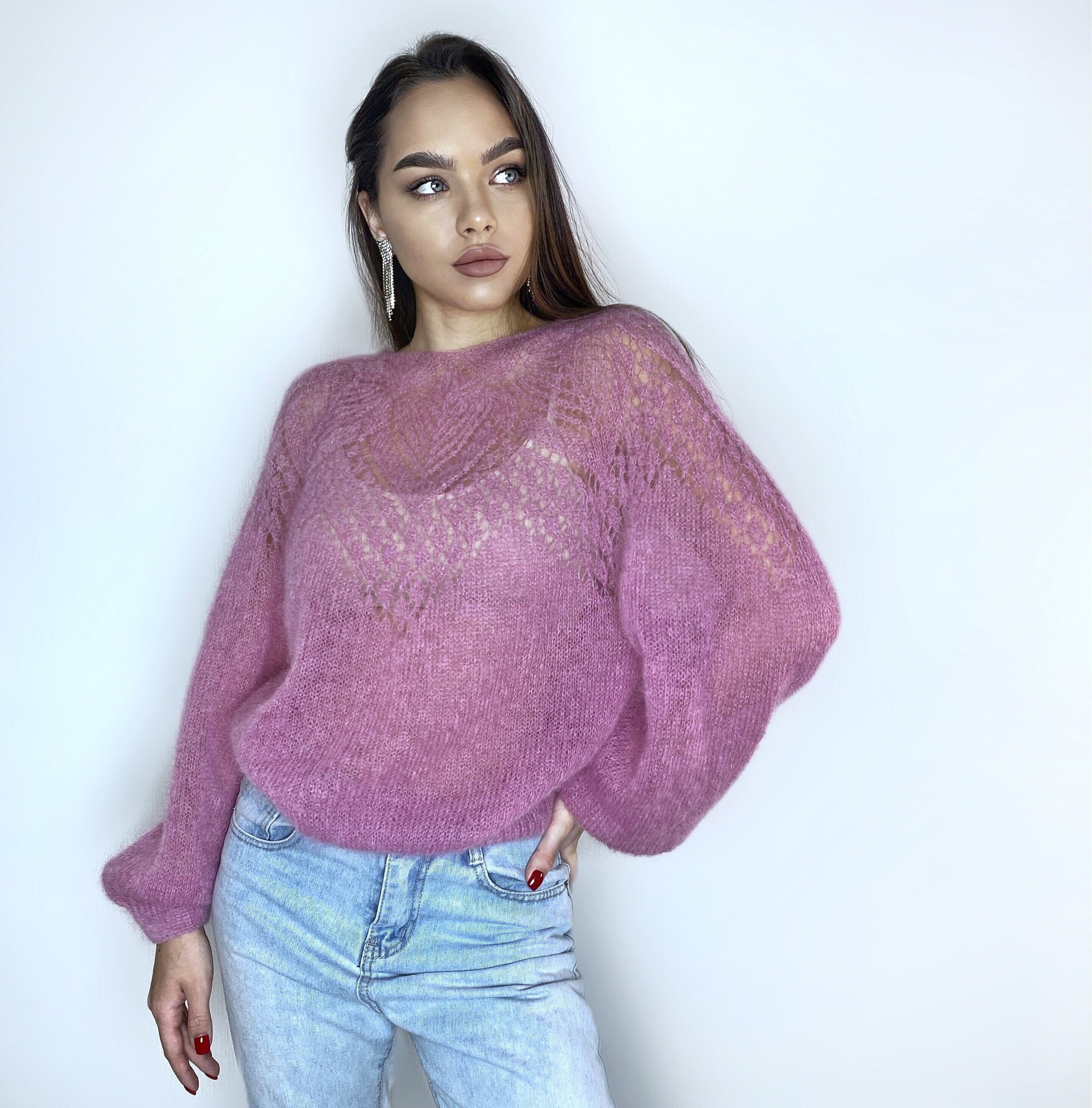 Mohair Bridal Sweater openwork sweater Pink Red Wool Jacket Wedding Cover Up Knit Mohair Knitted Jumper Shrug Mohair Pullover Knitted Wrap