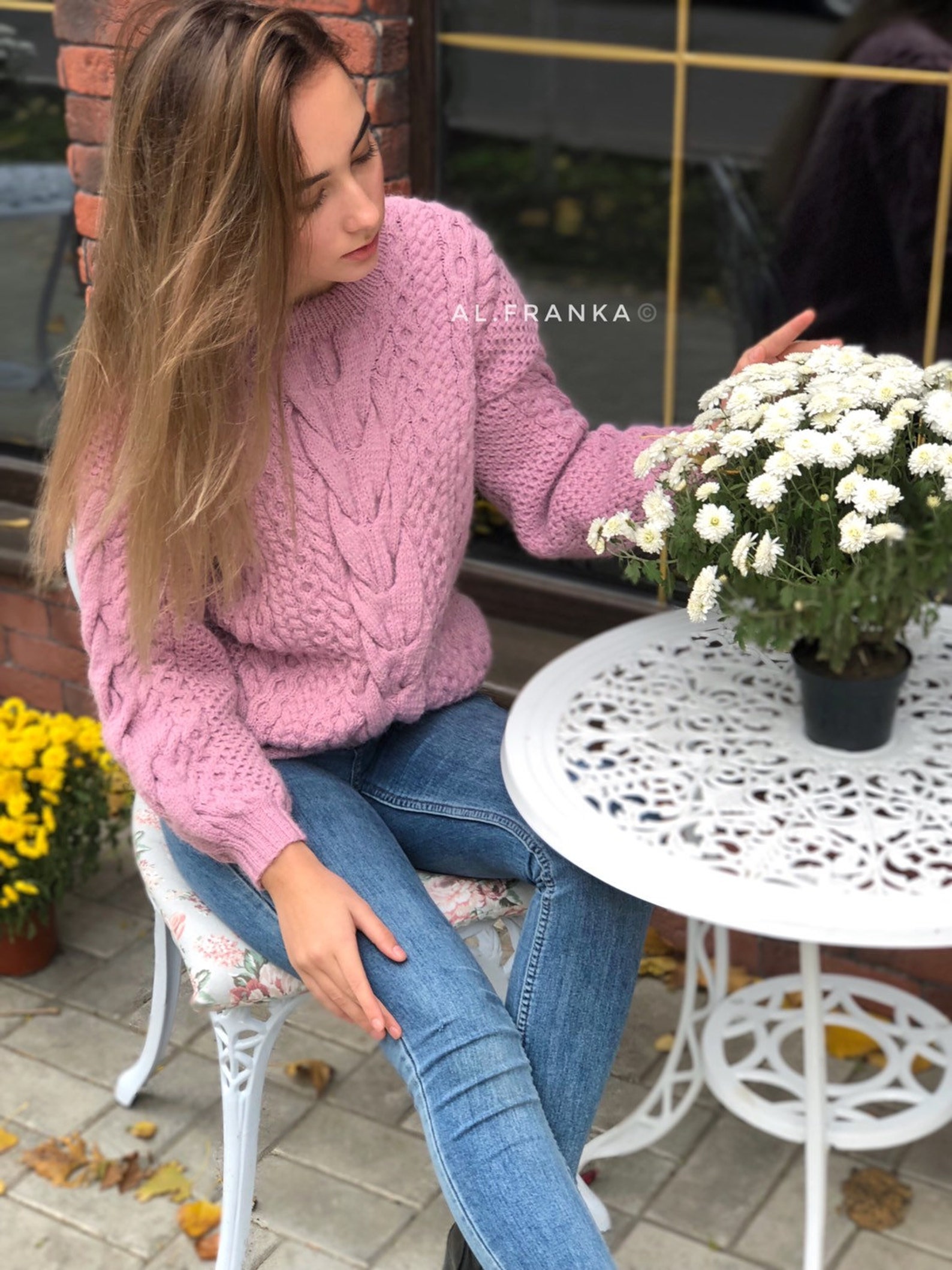 Chunky pink knit suéter mujeres / tejido de lana punto suéter Etsy