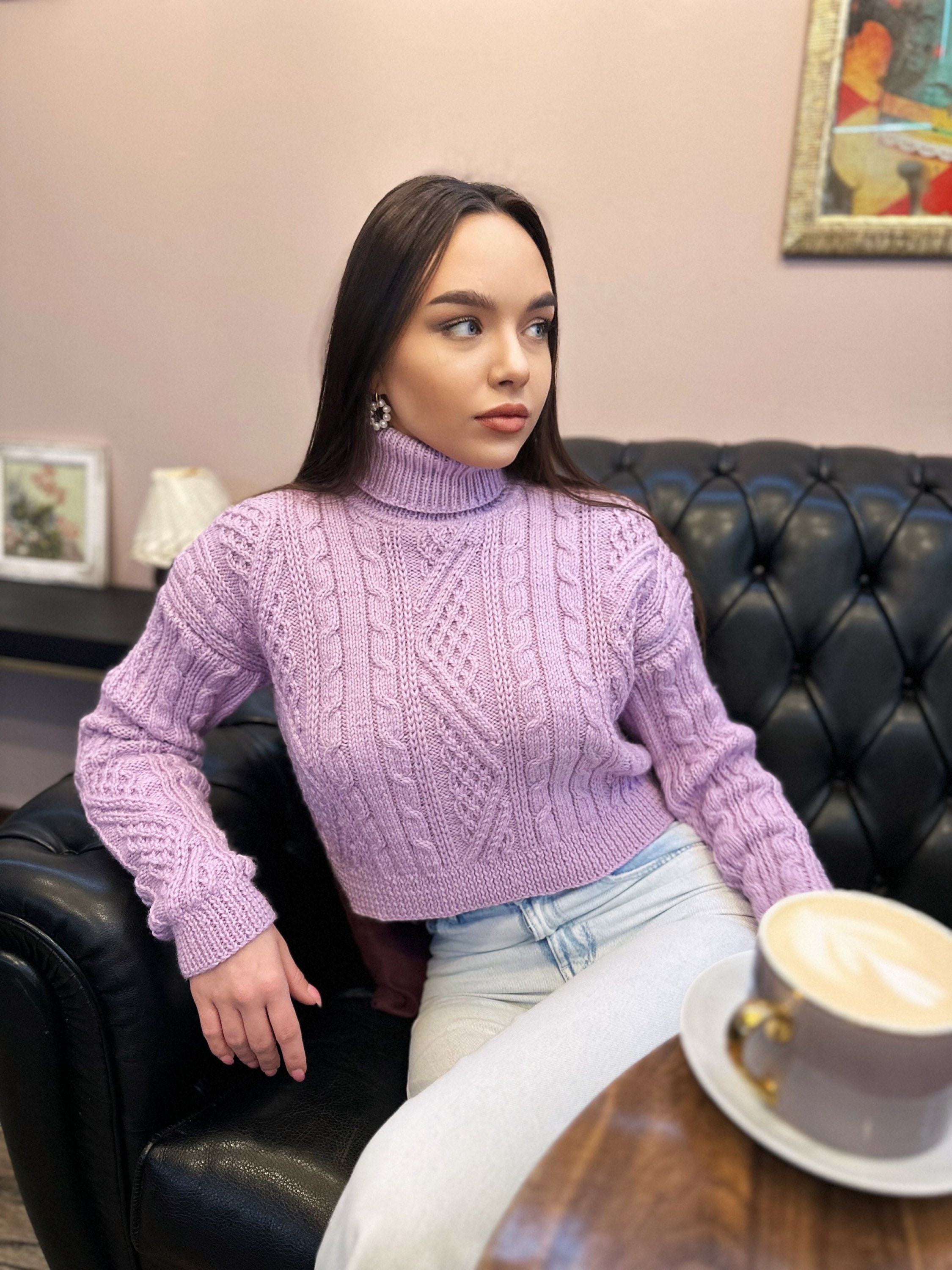Pastel purple turtleneck hot sale