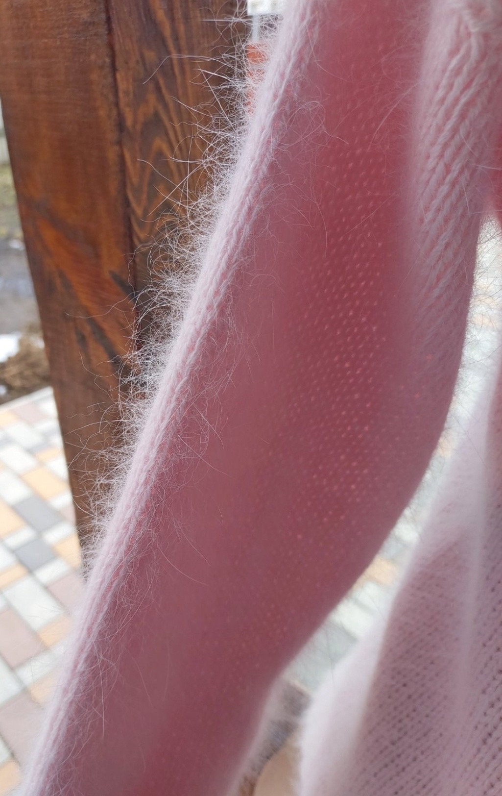 Angora Light Pink White Sweater Open Back Deep Neckline Pastel Fluffy ...