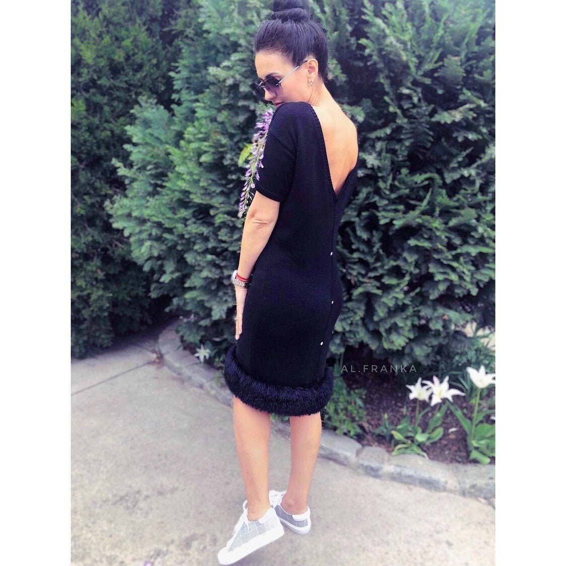 coast black dress with feathers