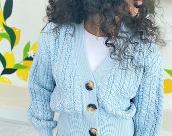 Custom Order Cropped Merino Wool Knit Milky White Cardigan on