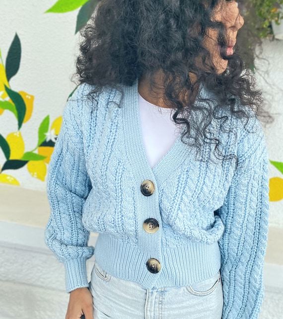 Custom Order Cropped Merino Wool Knit Milky White Cardigan on