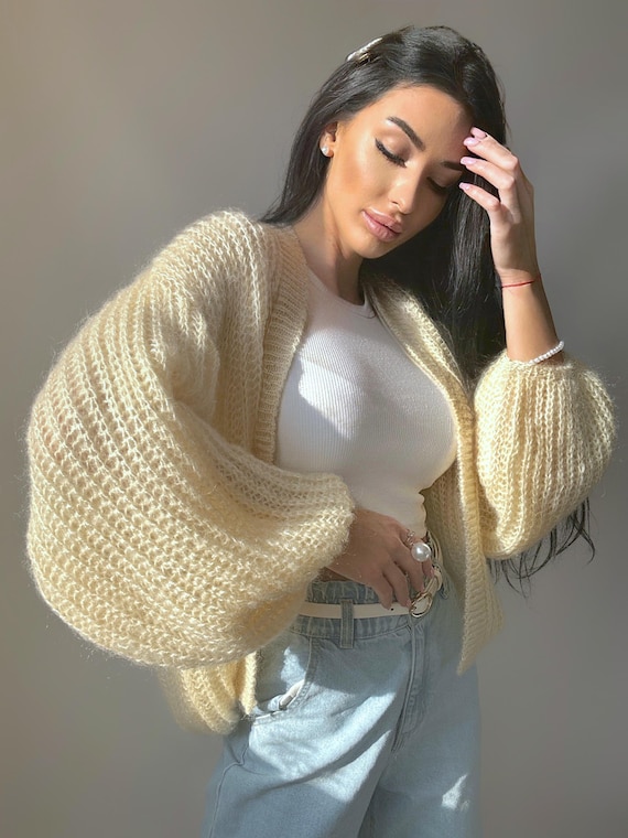 Mohair Cream Cardigan Women Wedding Cardigan Mohair Sweater Pastel Knitted Coat Jacket Women Bridal Shrug Bolero Wool Fluffy Short Cardigan Etsy