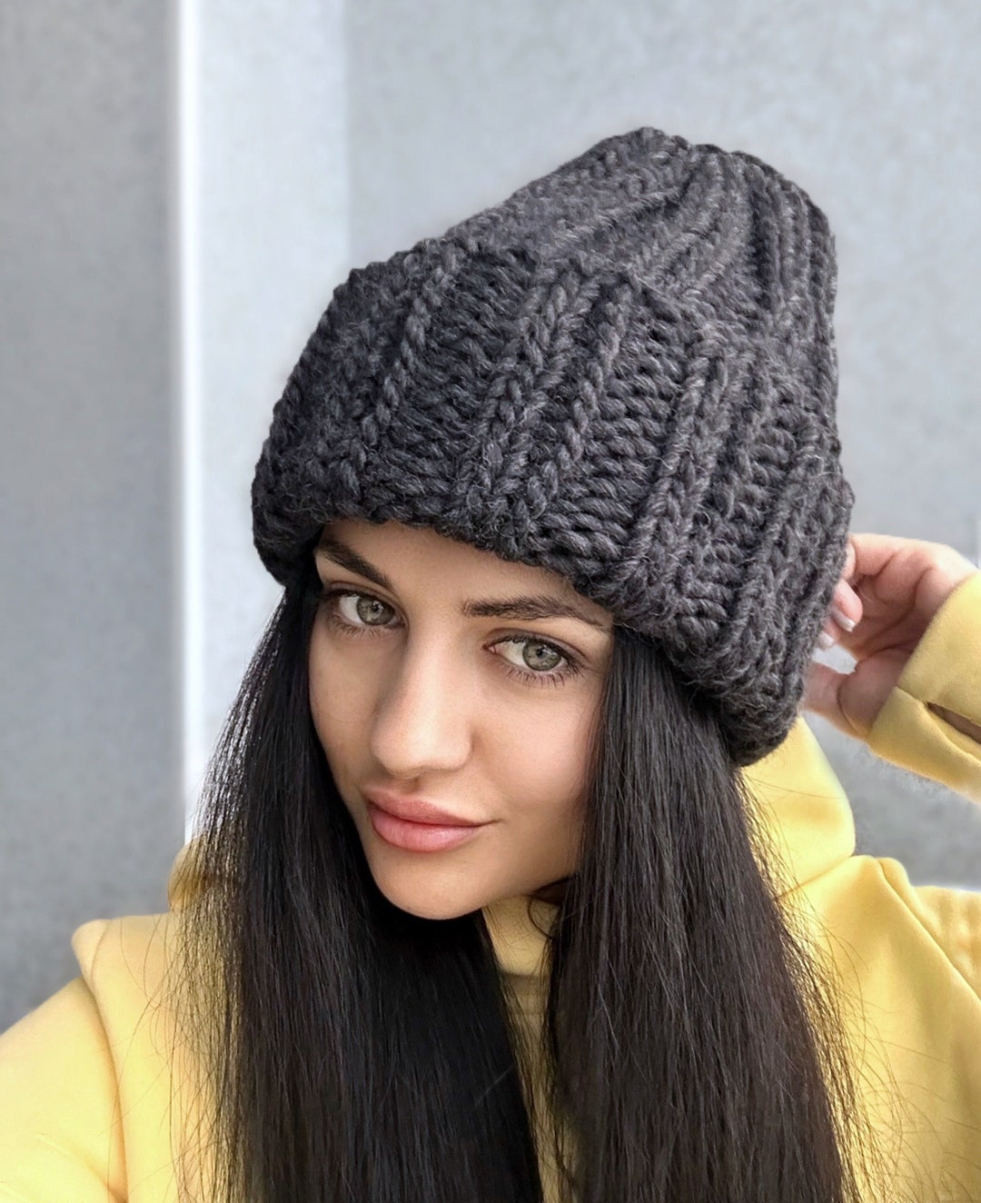 Chunky Knit Hat Super Chunky Beanie Winter Knit Hat Big Warm Etsy