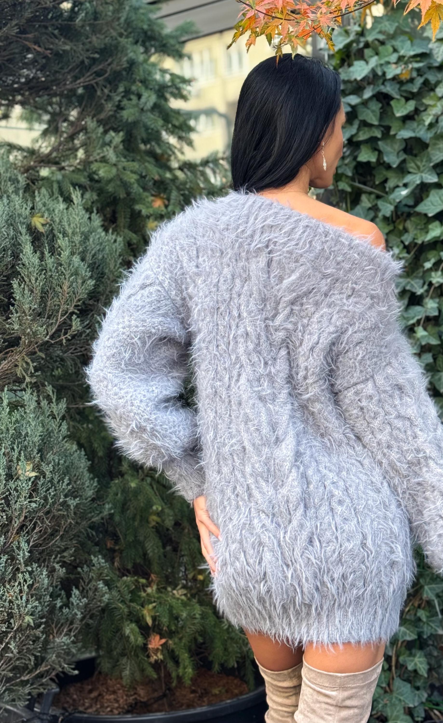 gray off the shoulder sweater dress Hand Knit Gray Silver Fluffy Women off Shoulder Sweater Dress Long Cable  Knit Merino Wool Sweater Open Shoulders Dress Big Aran Long Sweate