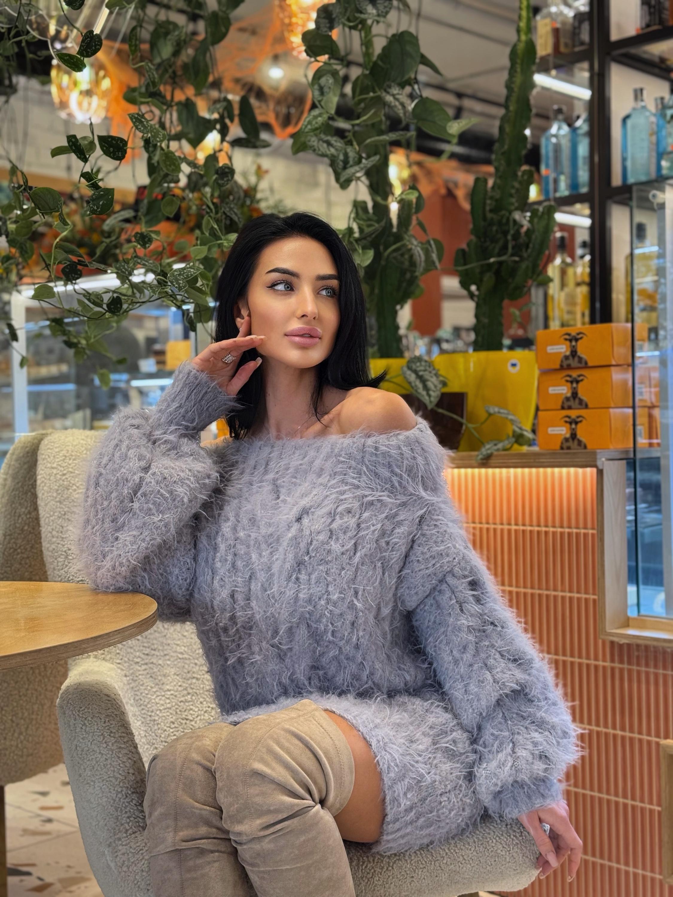 gray off the shoulder sweater dress Abeni Grey Sweater Mini Dress
