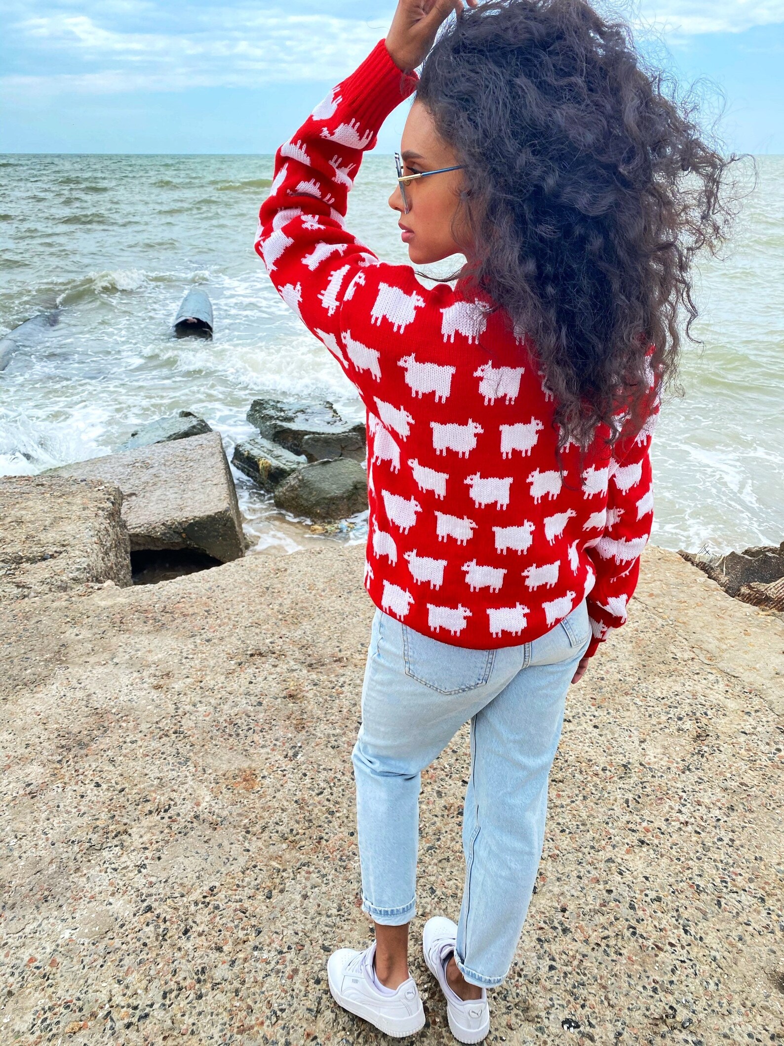 sheep sweater zara blue