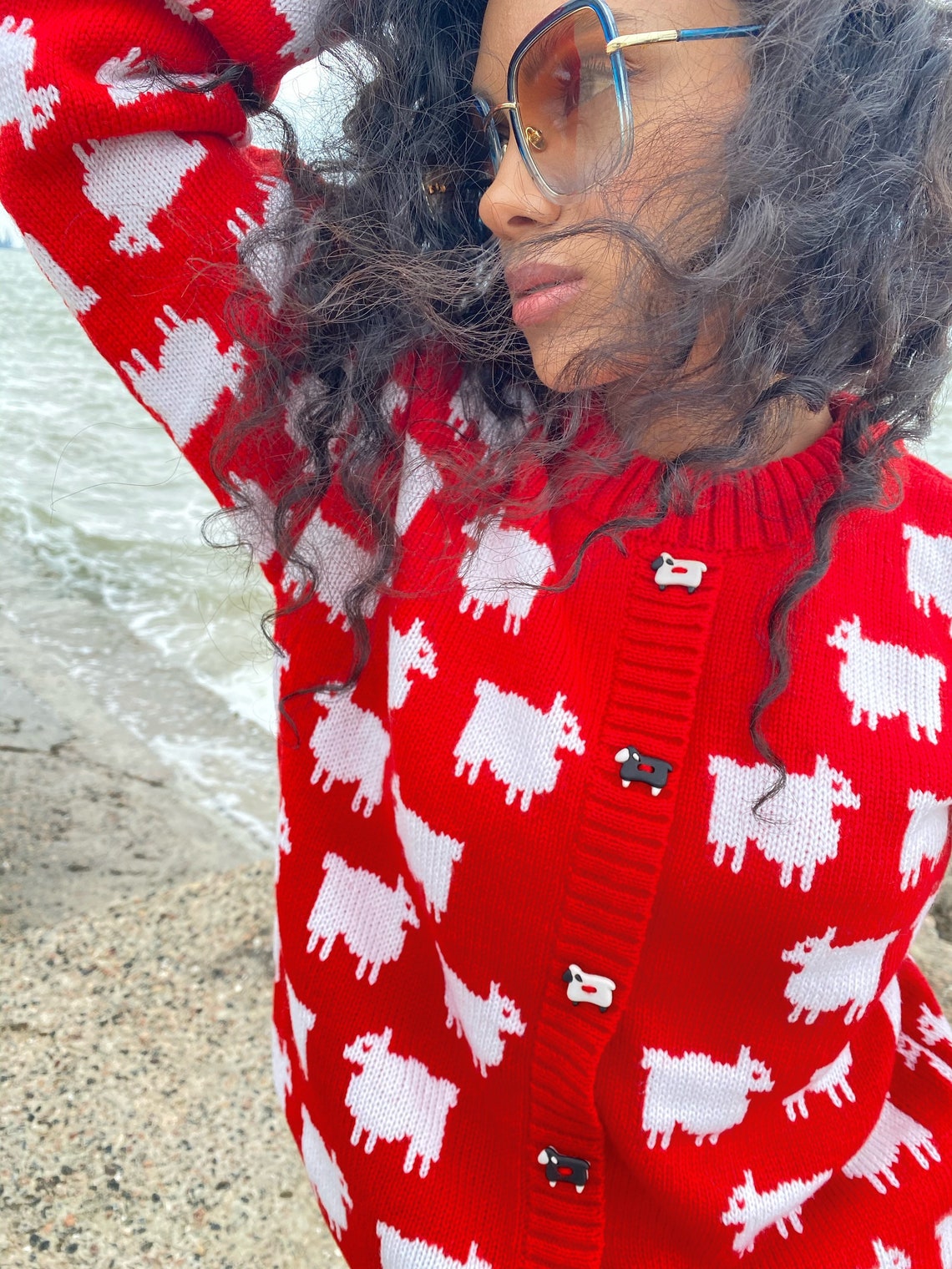 sheep sweater zara blue