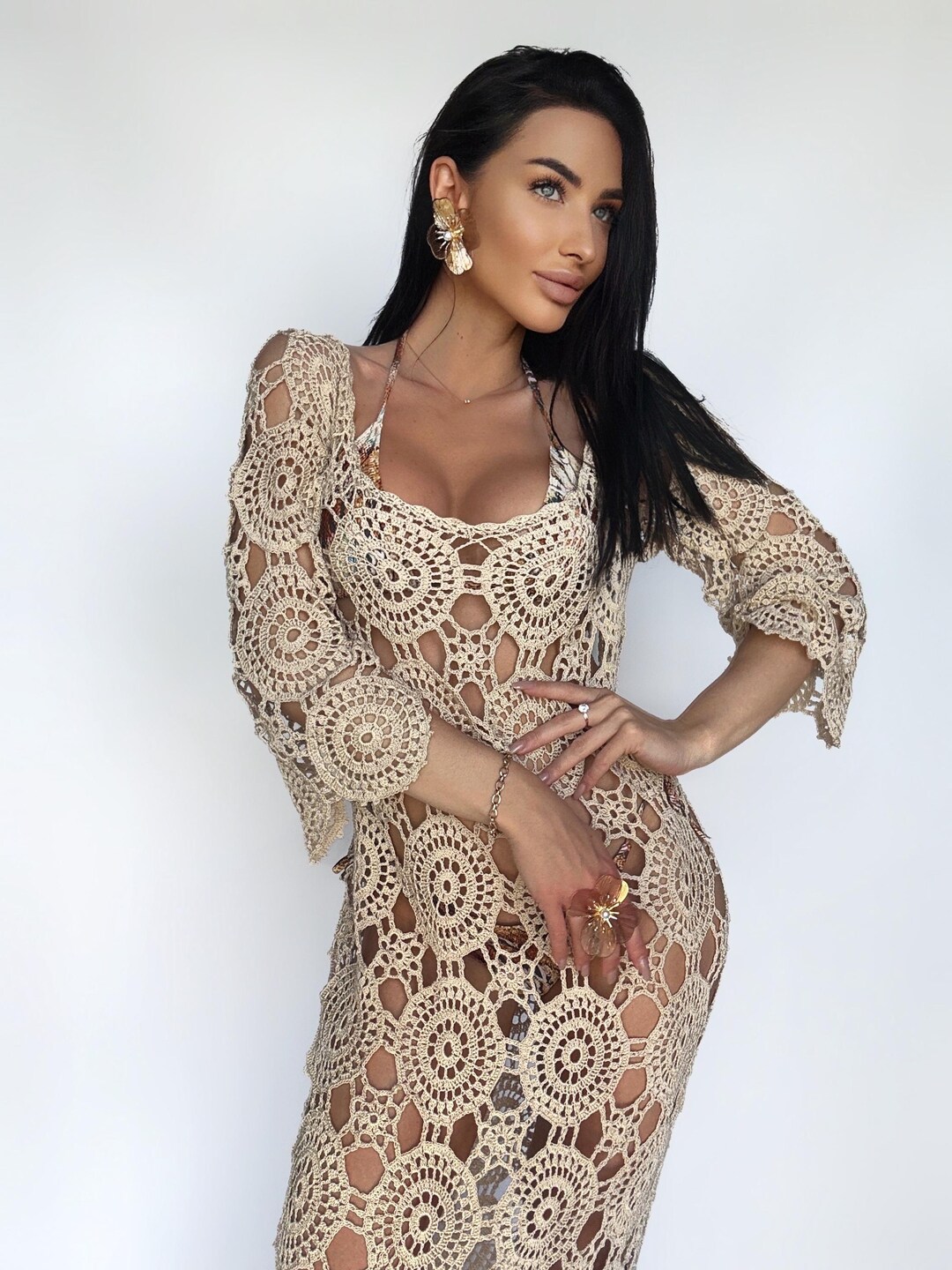 maxi crochet beach dress