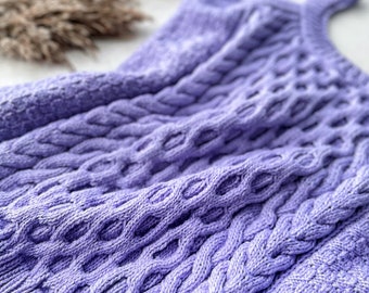 Gebreide lila wollen top Grof gebreid merino vest Organik katoenen top Meer kleur Lange tanktop Herfst winter vest Mouwloos Handgebreide slipover