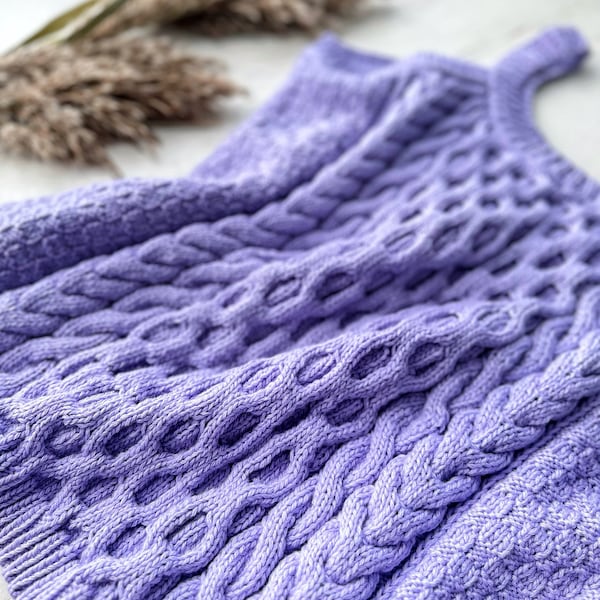 Haut en laine lilas en tricot Gilet mérinos en tricot épais Haut en coton Organik Plus de couleur Débardeur long Gilet automne hiver Sans manches Tricoté à la main