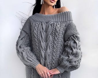 S oneshoulder shirt knit dress グレー C22KDR00147_DKGRY_2_js.jpg?v=