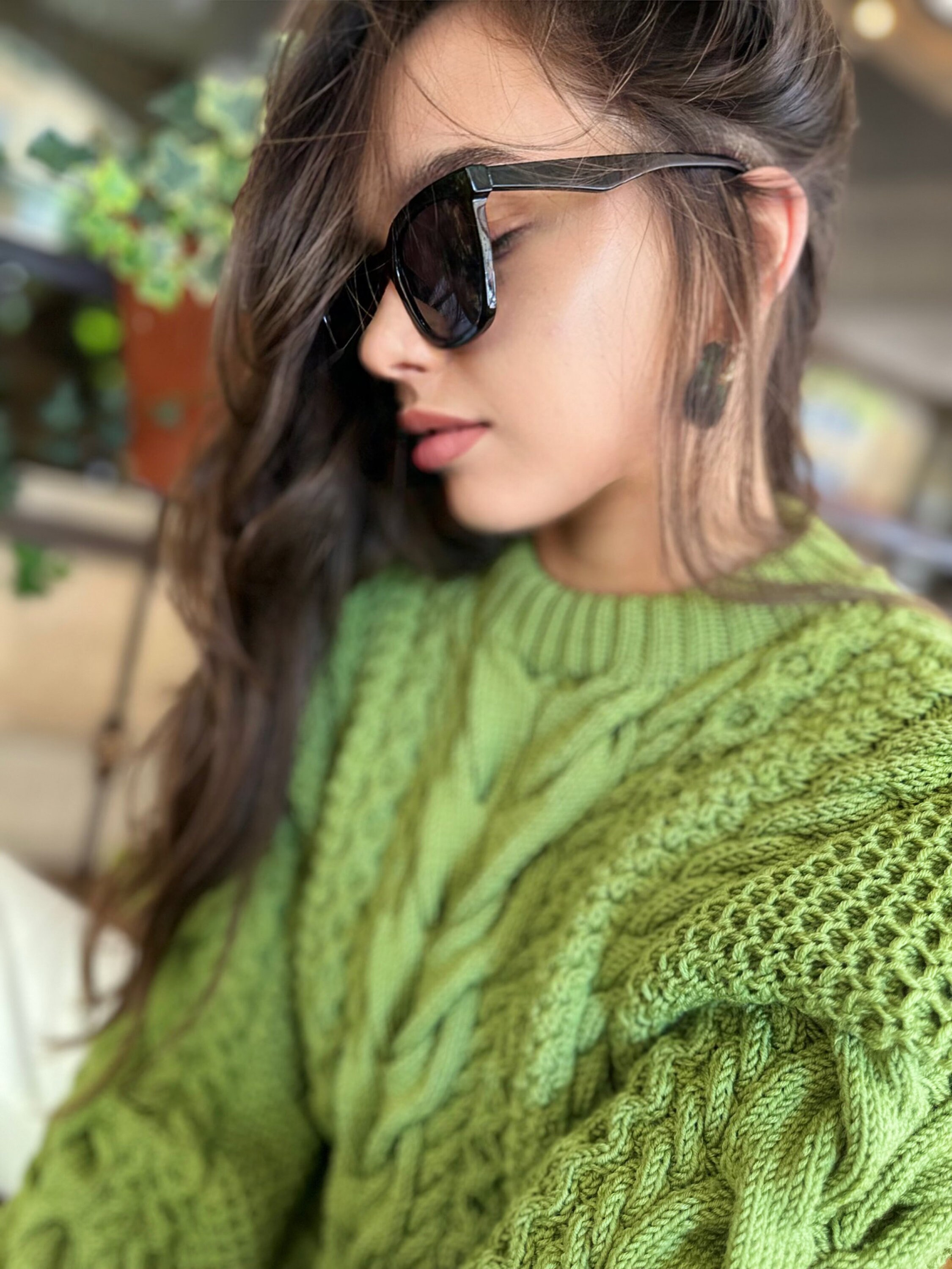 Green Olive Pistachio Thick Merino Wool Knit Sweater for Women 