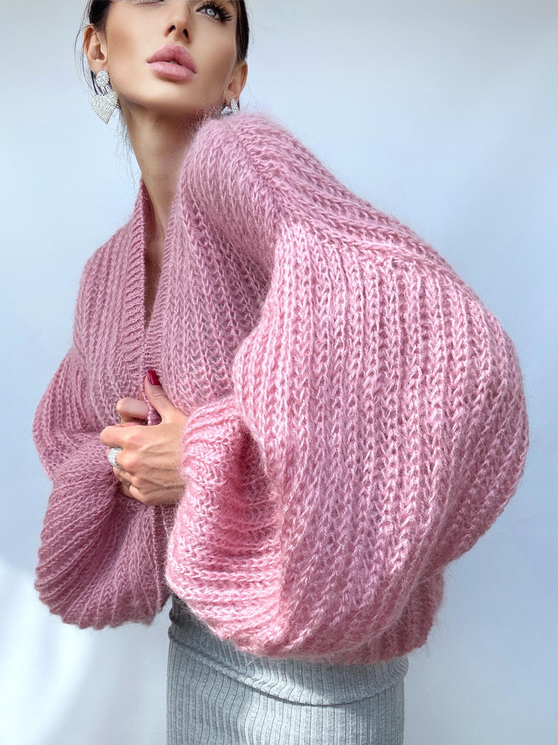 トップス muguet pointe mohair knit cardigan pink Mohair Powder Pink Cardigan Women Wedding Cardigan Mohair