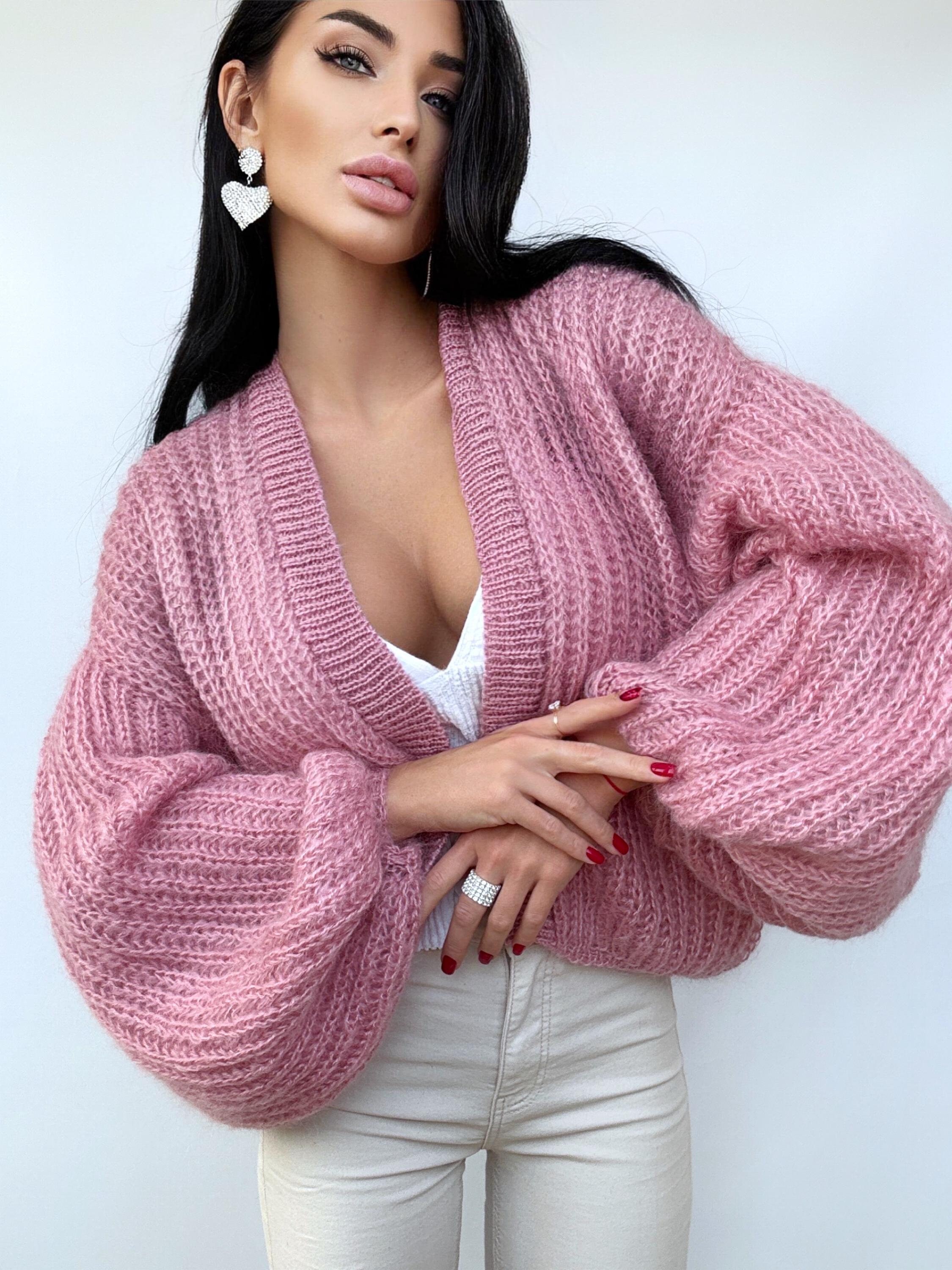 ジャケット WOOALONG Hairy knit zipup cardigan DUSTY PINK Hairy knit zip-up cardigan - DUSTY PINK - WOOALONG | 60