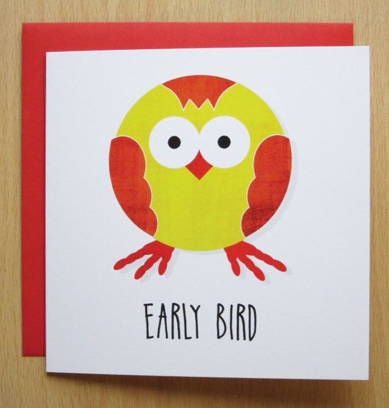 Early Bird Greeting Card Animal Greeting Cards Etsy