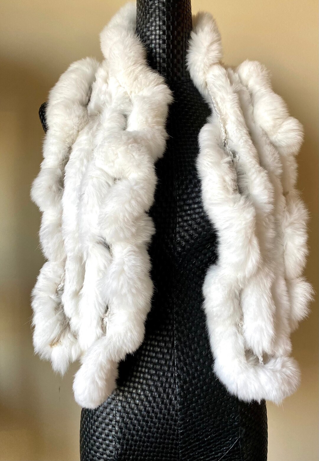 Authentic Angora Rabbit Ruffles Fur Crochet Scarf Ivory - Etsy