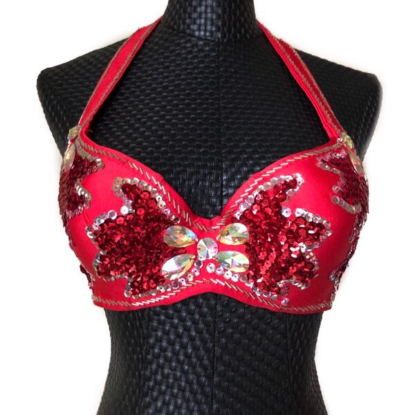 SOLIGHTER Performance Top, Shiny Sequin Belly Dance Bra, Charming