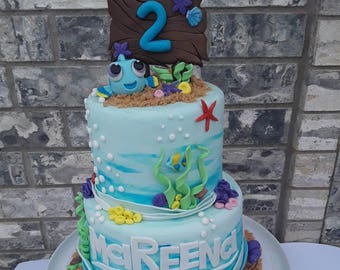 Adorno para pastel de Buscando a Nemo y Dory, juego de adornos para pastel Bajo el Mar, fondant comestible