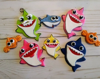 Adornos para tarta de fondant de Baby Shark
