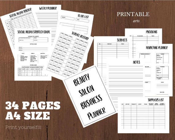 Beauty Salon Business Planner Nails Make Up Hair Stylist Etsy
