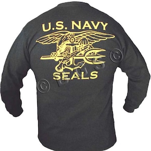 BGS Apparel™ Navy Seals Navy Spec Ops custom SCREENPRINTED Black Long Sleeved t-shirt, SOCOM, Spec-Ops, Special Forces, sizes S-3XL