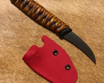 BGS Customized Blades VICTORINOX Birds Beak Customized Pikal knife Every Day Carry, Utility knife Tan Deerskin Leather with pocket sheath
