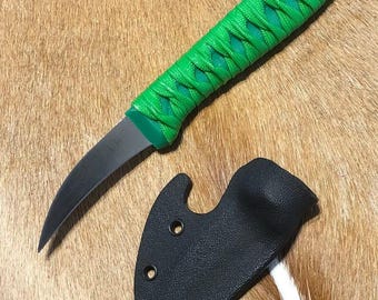 BGS Customized Blades ZWILLING Birds Beak Customized Pikal knife Every Day Carry, Utility knife Green/Green with pocket sheath