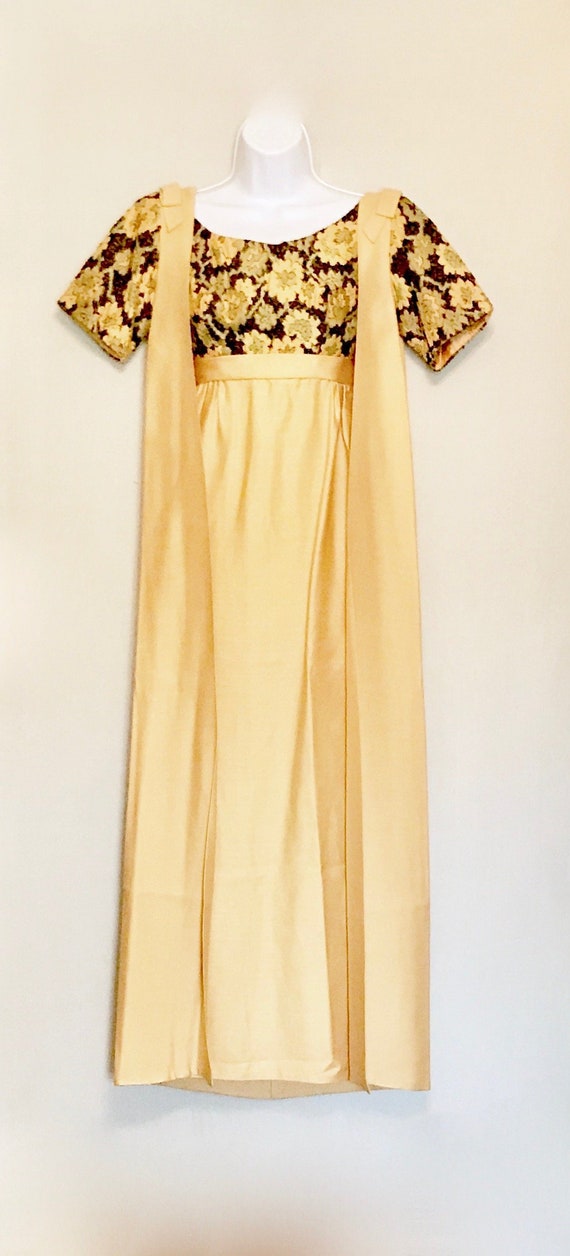 Vintage 60s Gold and Black Tapestry Gown and Cape