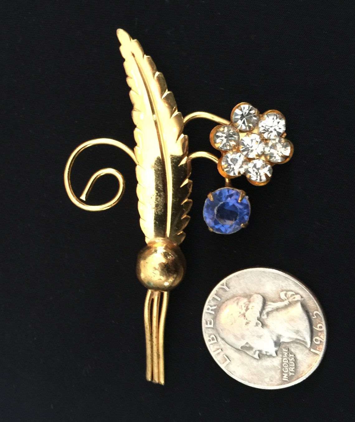 40's Sapphire Cut Glass Brooch VGO999 Etsy