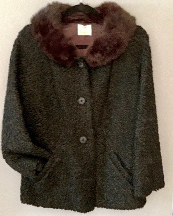 40's Curly Lamb and Mink Swing Coat VG181