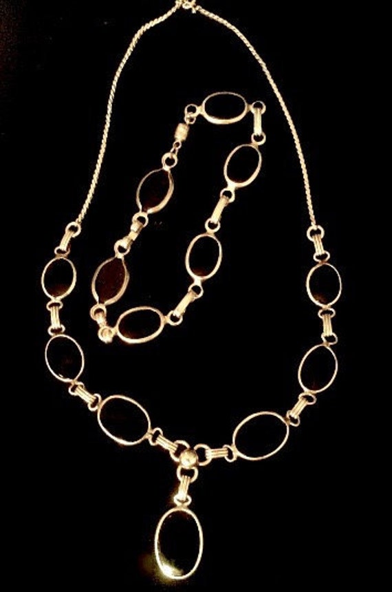 Vintage 50's Black Onyx Lavalier Choker and Bracel