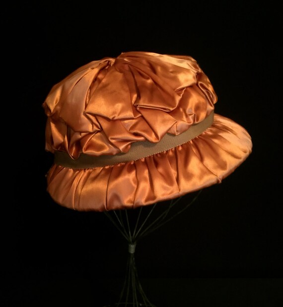 30's Copper Brown Satin Ribbon Hat VG2386