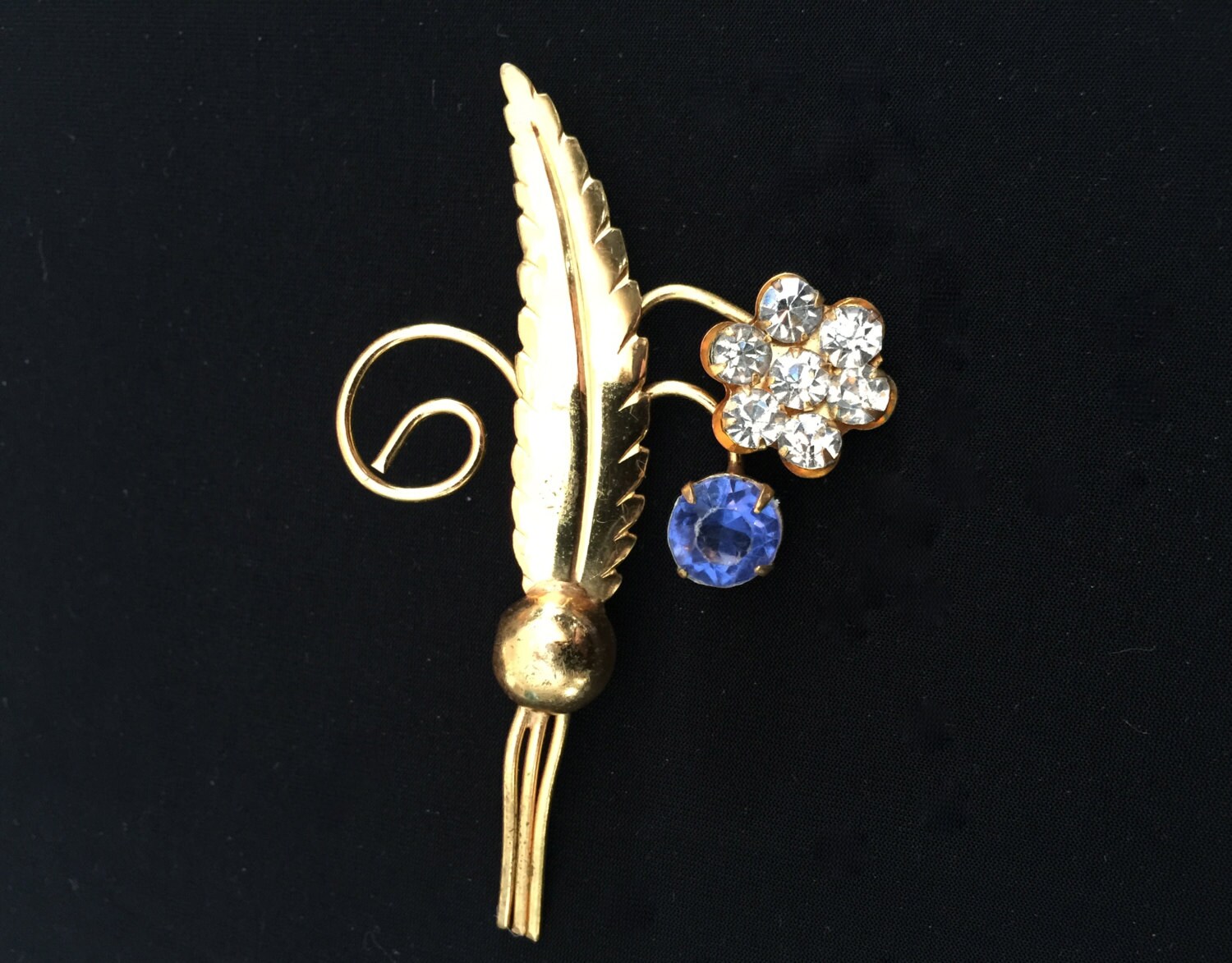 40's Sapphire Cut Glass Brooch VGO999 Etsy