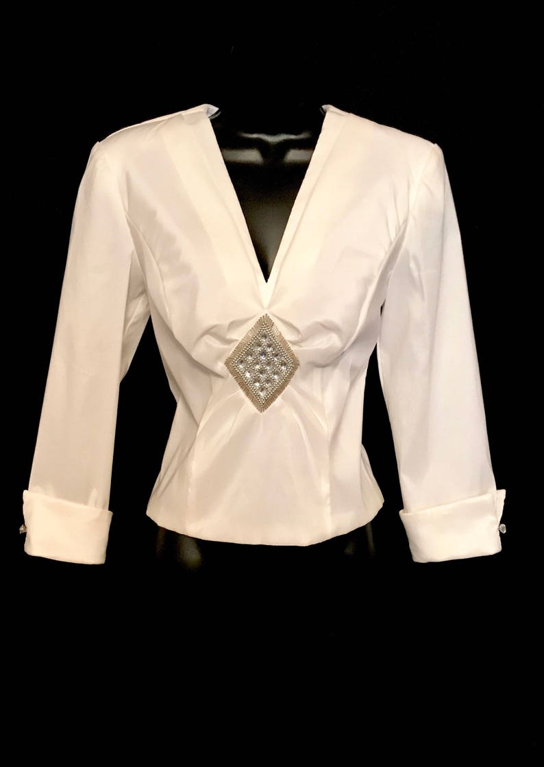 Ladies Formal White Beaded Blouse VG280 | Etsy