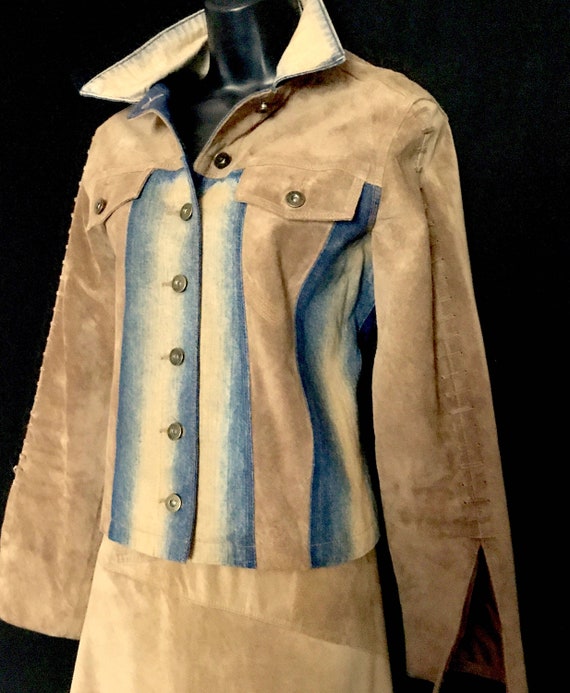 70s Suede and Denim 2 Piece Outfit VG290