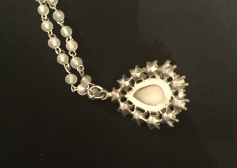 Vintage Mabe Pearl and Rhinestone Pendant Necklace VG2453