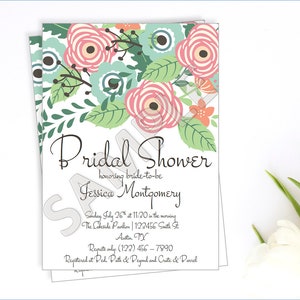 Floral Bridal Shower Invitation, Flower Bridal Shower Invite, Printable Bridal Shower Invite, Rustic Floral Invite, Vintage Floral Invite