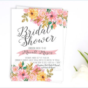 Floral Bridal Shower Invitation, Flower Bridal Shower Invite, Printable Bridal Shower Invite, Rustic Floral Invite, Vintage Floral Invite