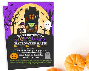 Halloween Party Invitation, Halloween Party, Halloween Party Invite, Halloween Invite, Halloween Bash, Monster Mash, Block Party Invite