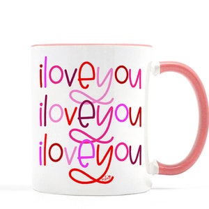 I love you mug, Valentine's Day mug, Valentine's mug, Valentine's gift for her, pink and red mug, red mug, pink mug, Valentine's Day gift Pink